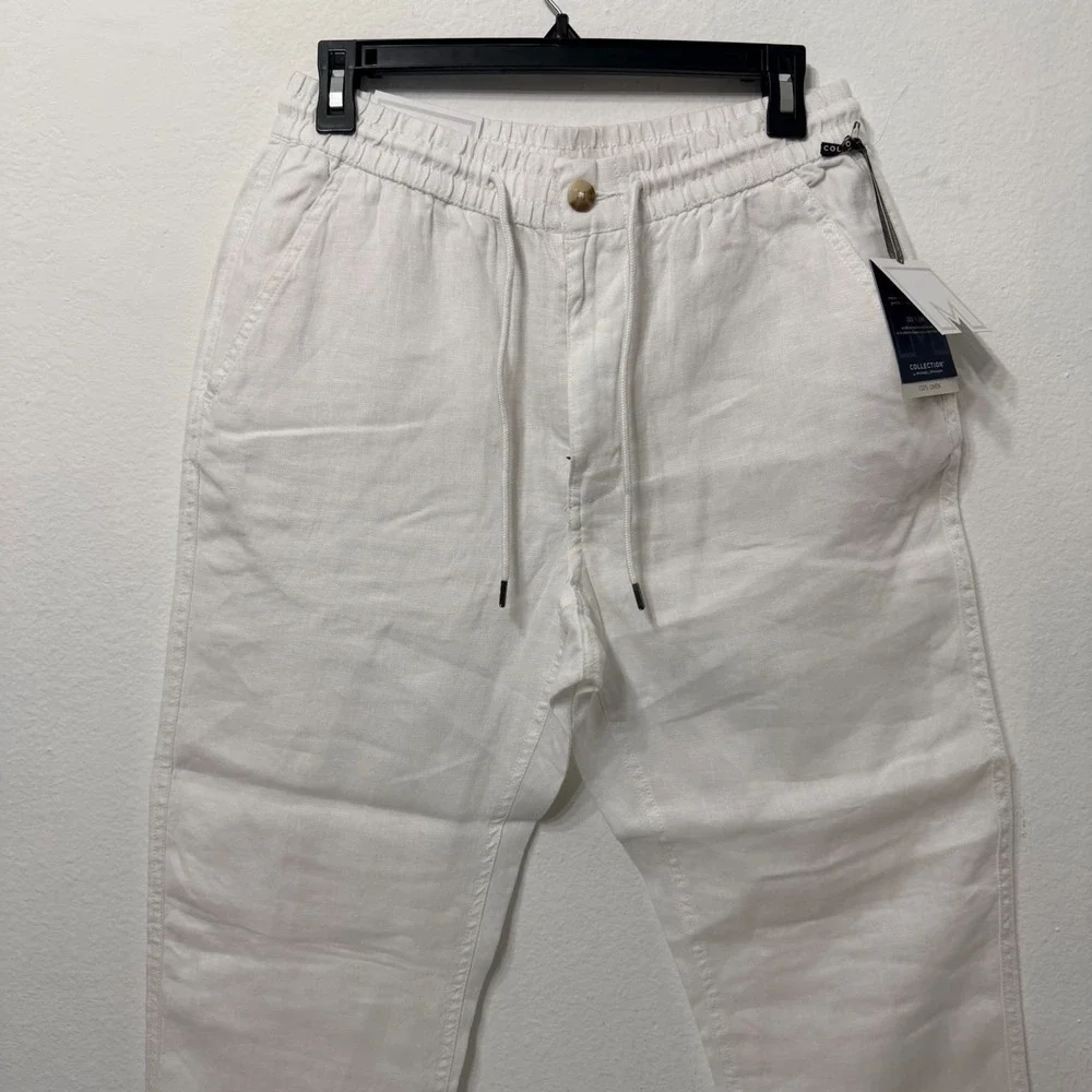 Collection by Michael Strahan Mens White 100% Linen Drawstring Pants Size S NWT
